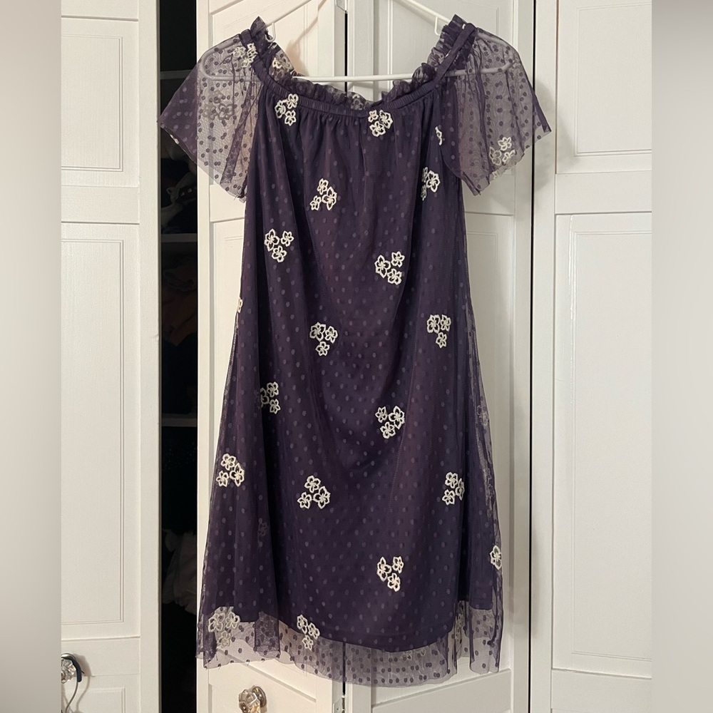 Purple off the shoulder dress